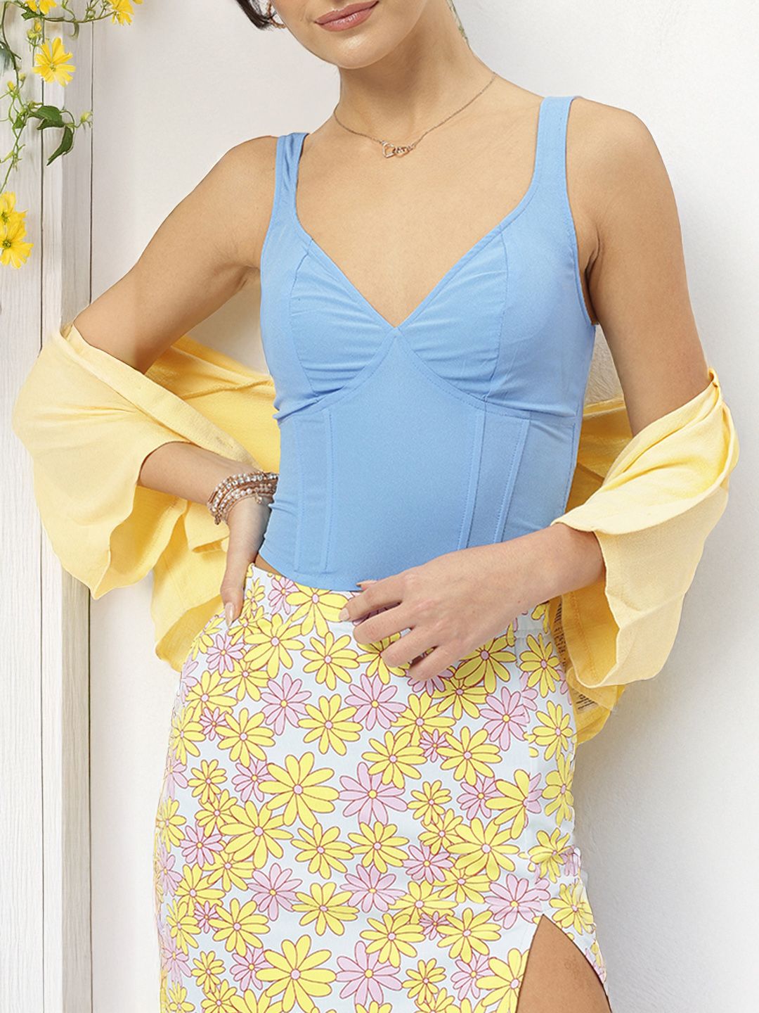 DressBerry Urban Chic Plunge Corset Crop Top