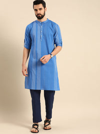 Anouk Men Blue Bandhani Printed Pure Cotton Kurta