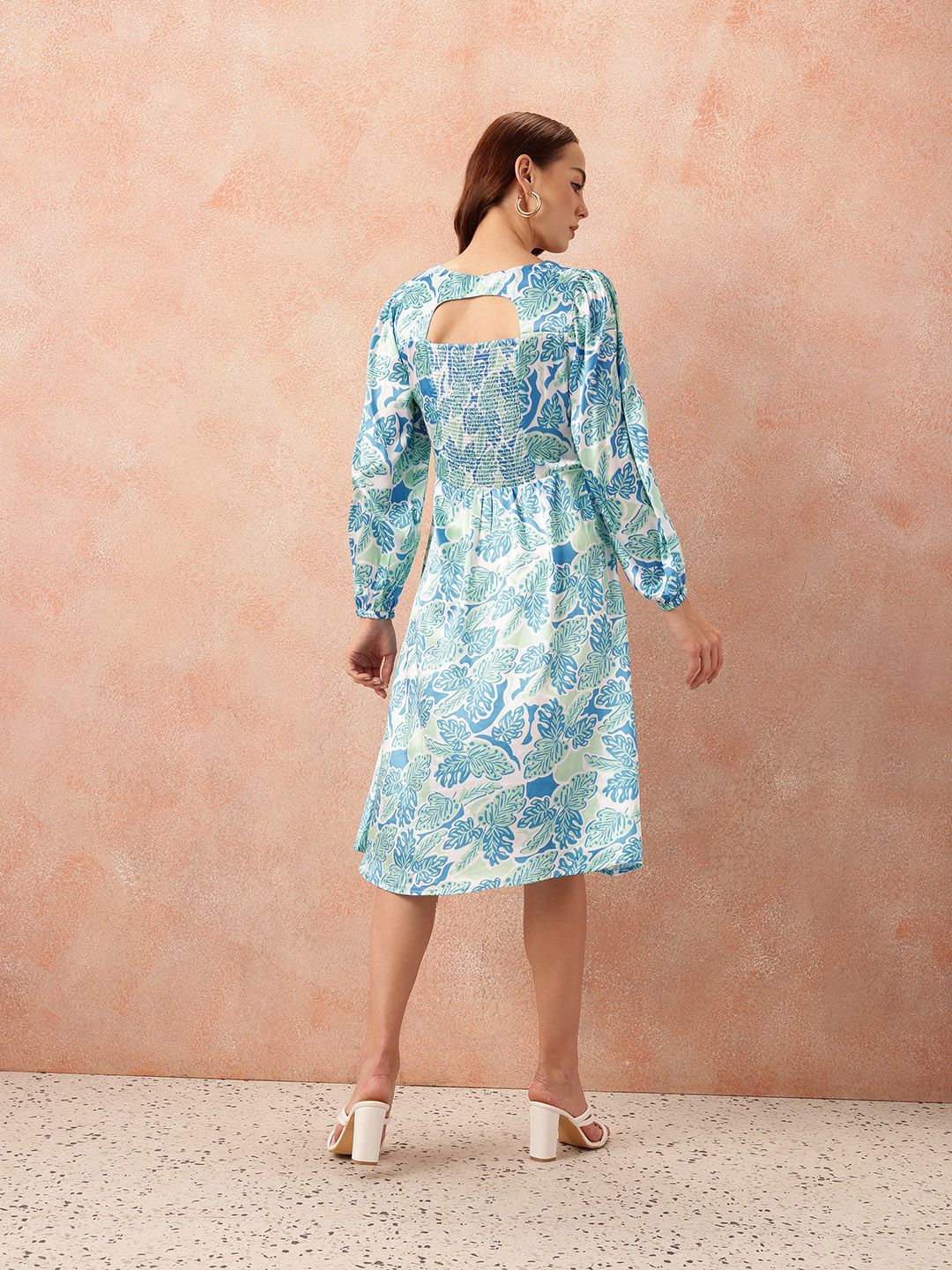 all about you Floral Print Satin Empire Dress