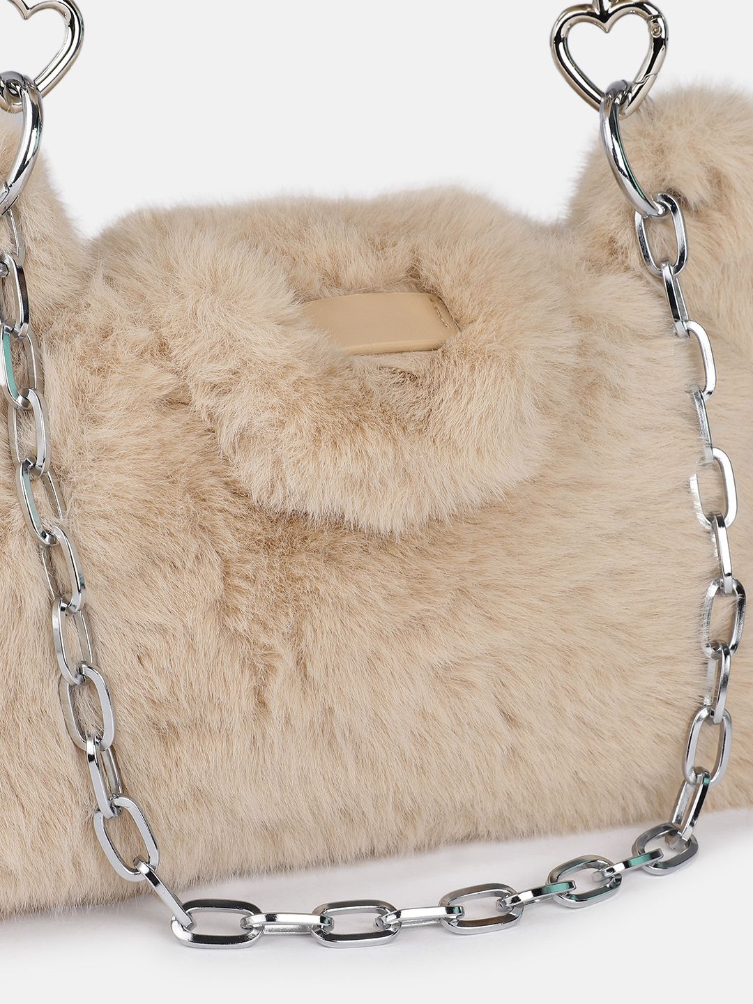 DressBerry Structured Shoulder Bag With Fur