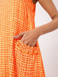 DressBerry Boho Edgy Core Shoulder Straps Checks A-line Dress
