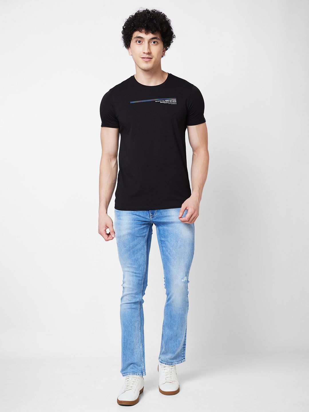 SPYKAR Typography Printed Slim Fit T-shirt