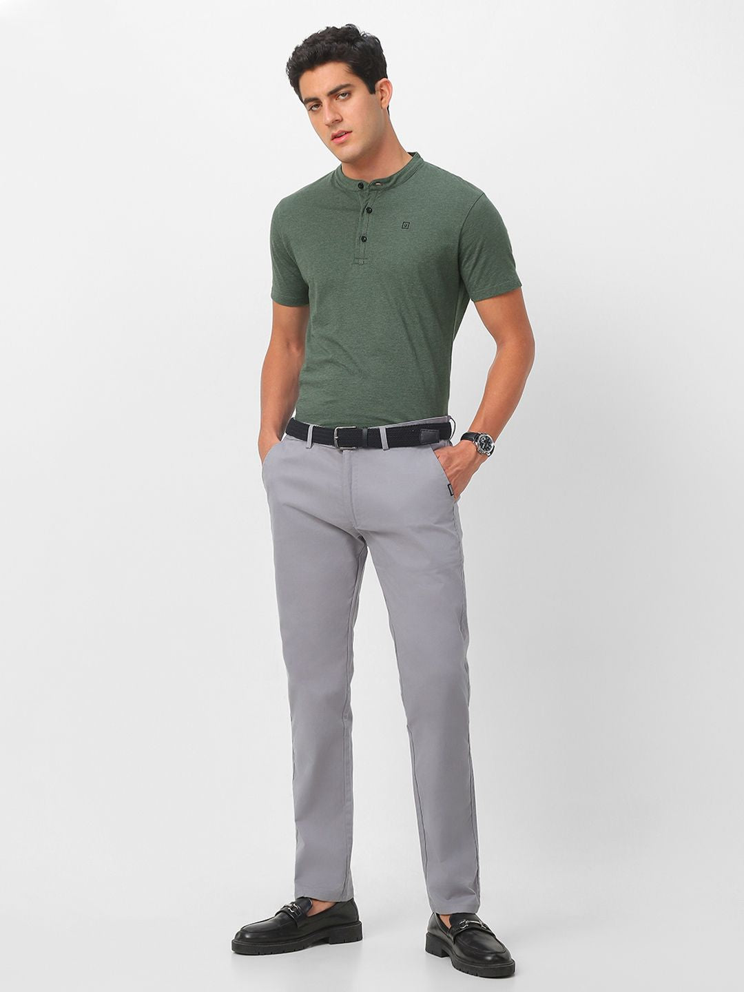 Urbano Fashion Men Henley Neck Cotton Slim Fit T-shirt