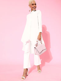 Berrylush Women White Solid Asymmetrical Top