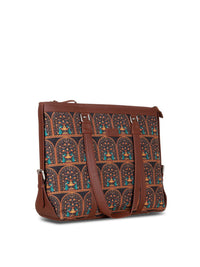 ZOUK Women Brown Ethnic Motifs Printed Structured Tote Bag