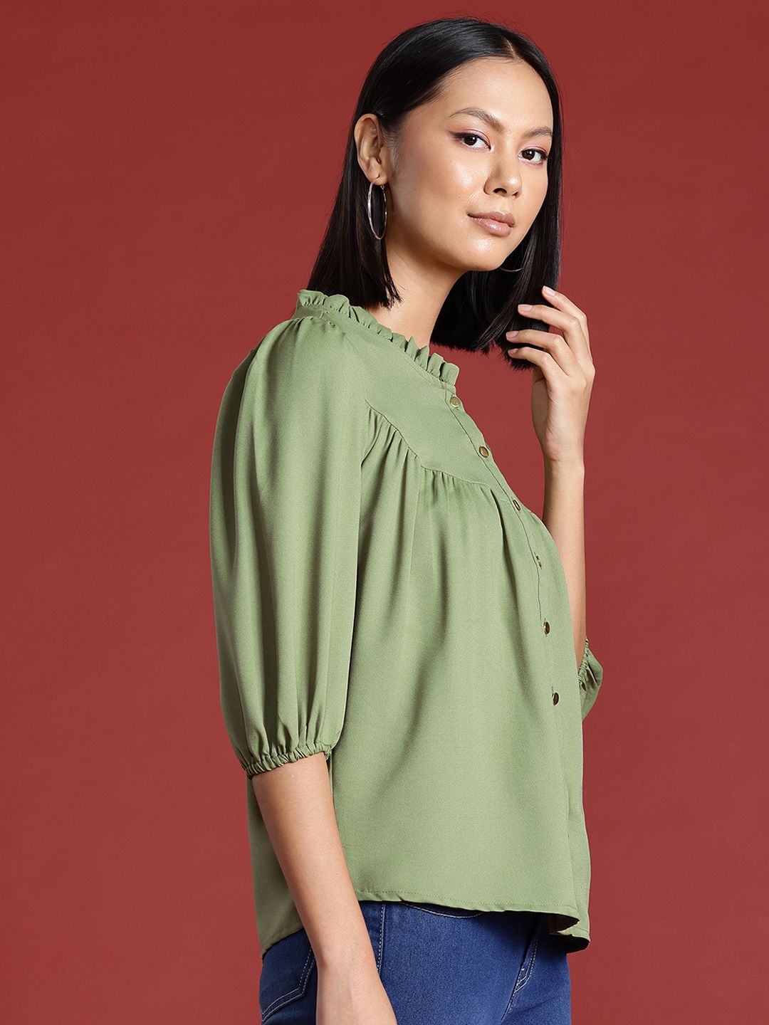 all about you Pleated Opaque Casual Shirt