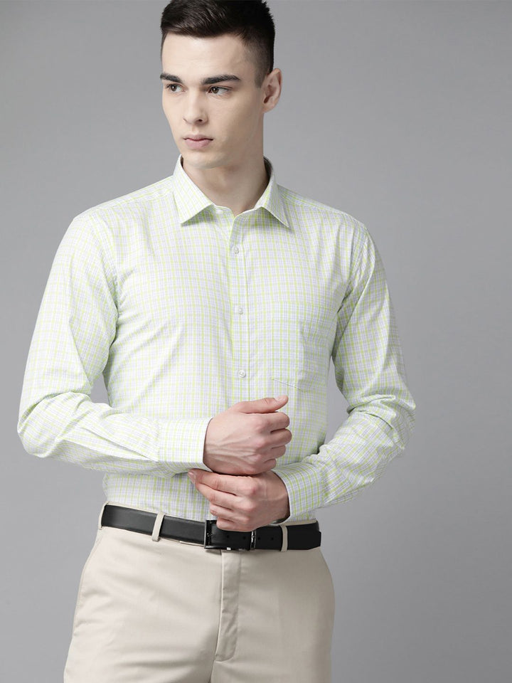 Park Avenue Men Pure Cotton Slim Fit Tartan Checked Formal Shirt