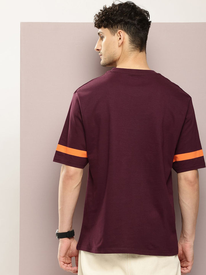 DILLINGER Men Typography Printed Drop-Shoulder Sleeves Oversized Pure Cotton T-shirt