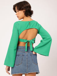 DressBerry Backless Babe Flared Sleeve Crop Top