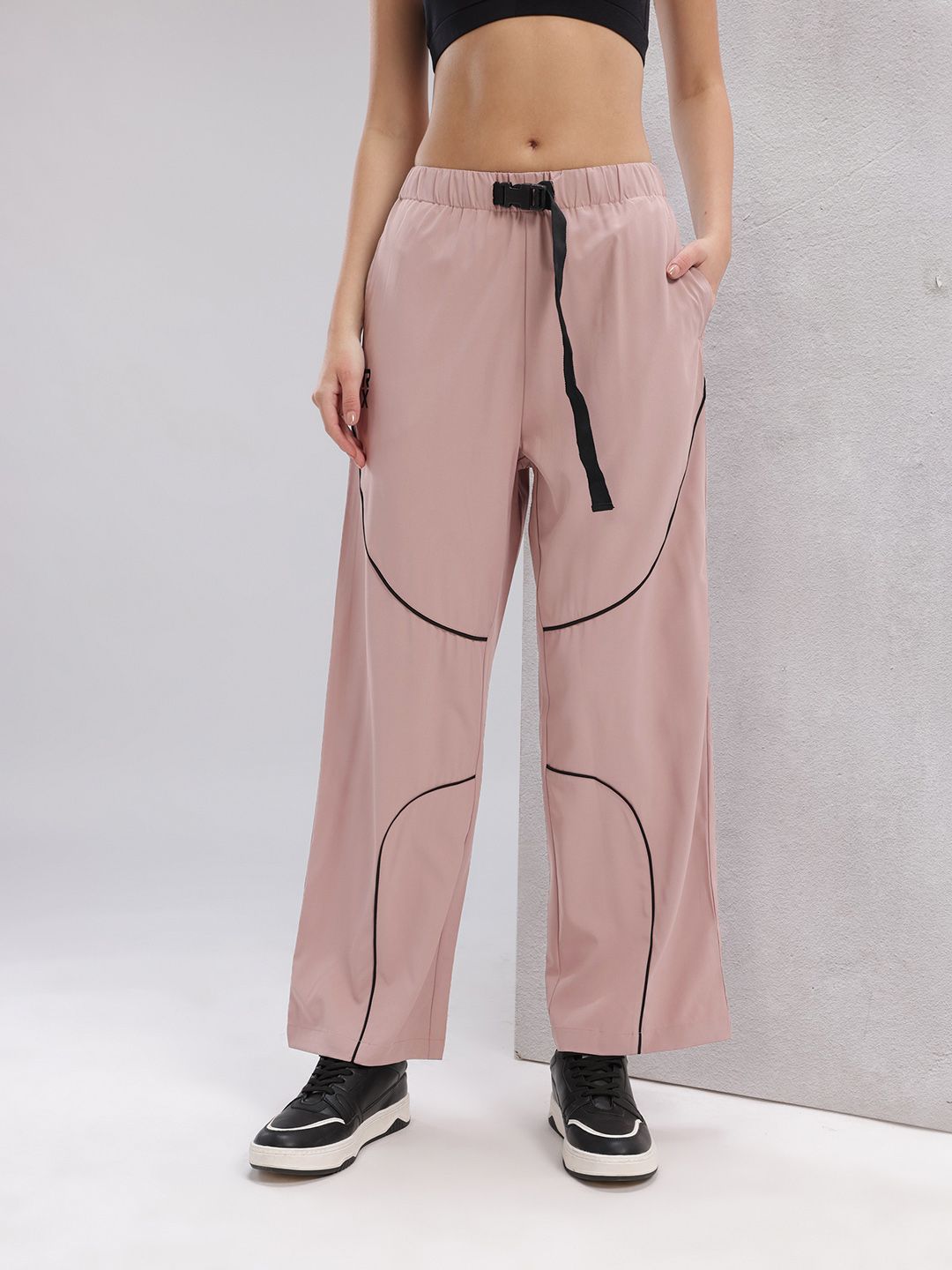 HRX by Hrithik Roshan Women Lifestyle Track Pants with Contrast Piping