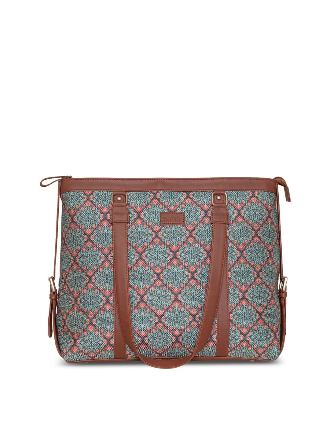 ZOUK Teal Ethnic Motifs Print Laptop Sling Bag