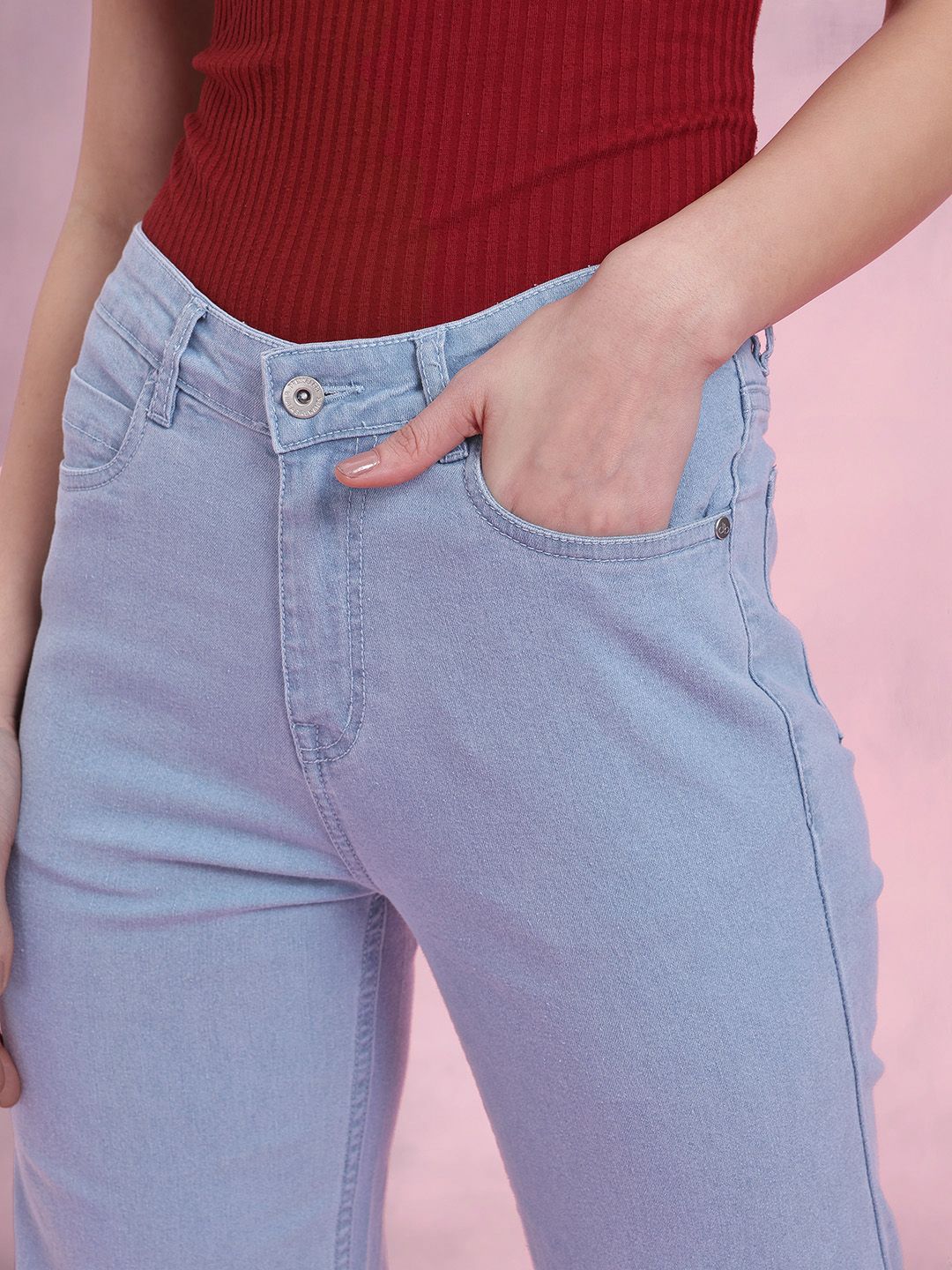 DressBerry Women Wide Leg Mid-Rise Jeans