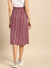 DressBerry Maroon & White Printed Flared Skirt