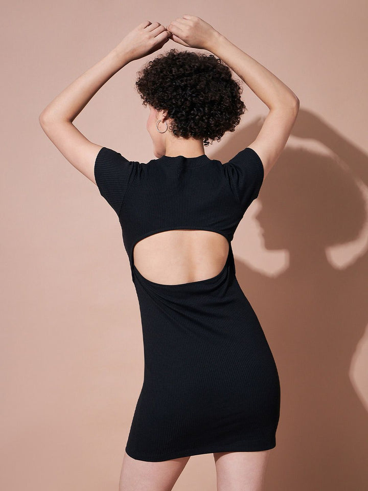 SASSAFRAS BASICS Round Neck Bodycon Mini Dress