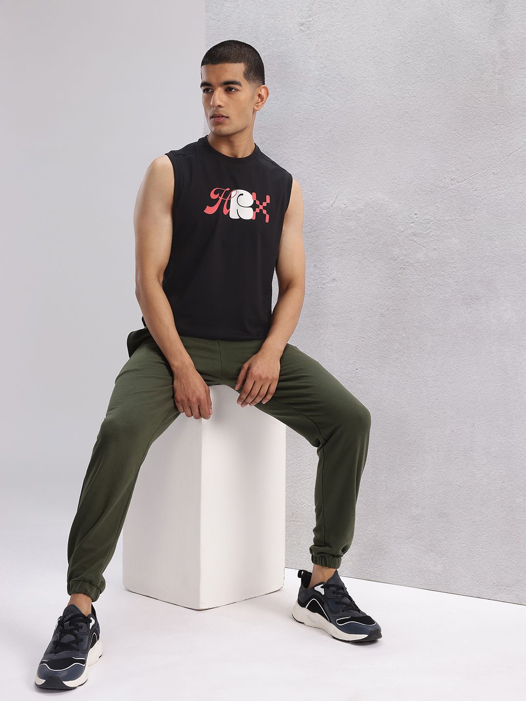 HRX by Hrithik Roshan Typography Printed Sleeveless Lifestyle T-shirt