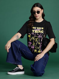 DressBerry Printed Drop-Shoulder Sleeves T-shirt