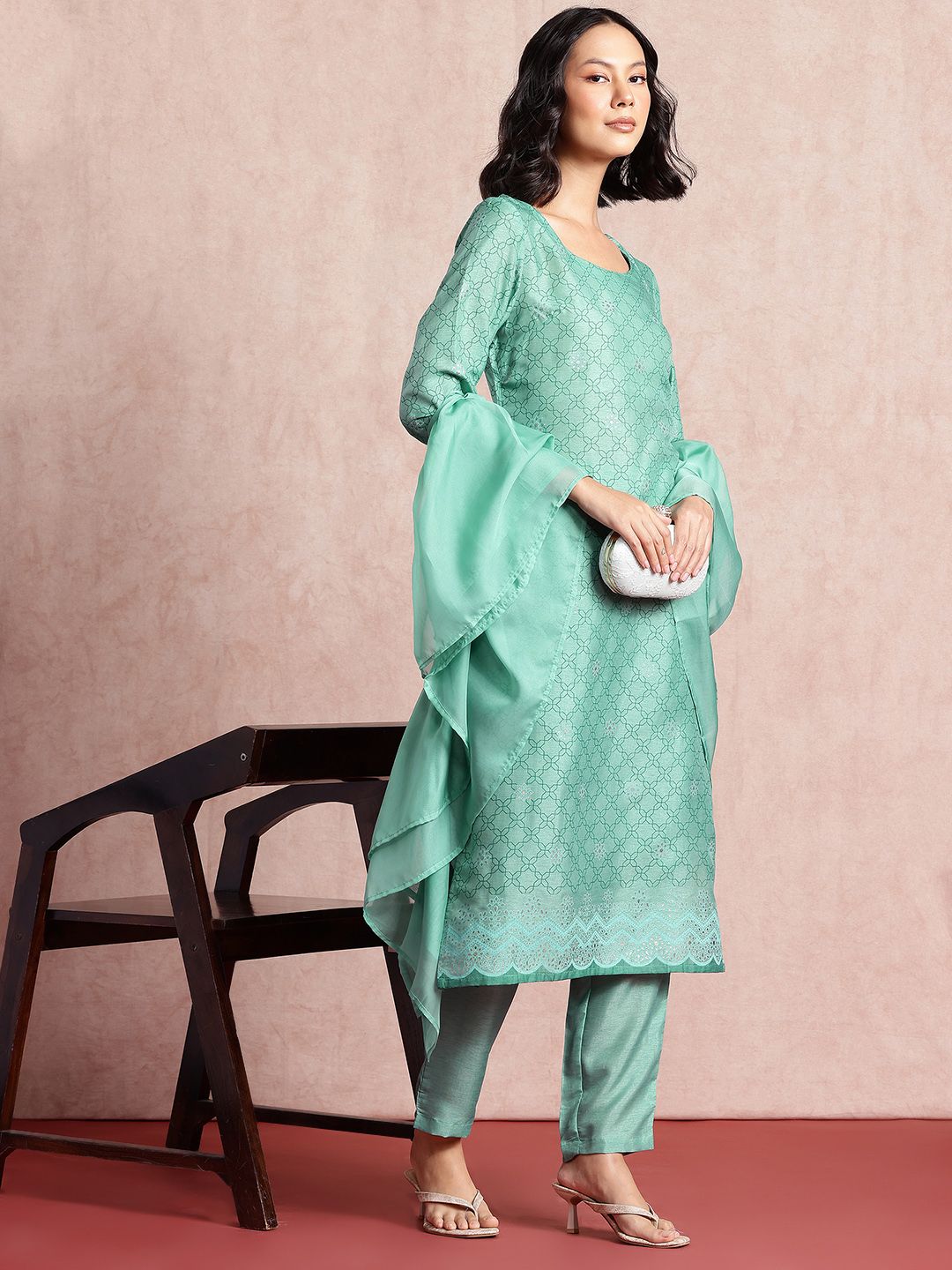 all about you Printed Kurta with Trousers & Dupatta