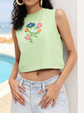 DressBerry Vibrant Artistic Flair Sleeveless Crop T-shirt