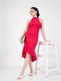 SASSAFRAS Halter Neck A-Line Midi Dress