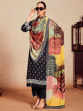 Indo Era Women Floral Printed Regular Thread Work Kurta Trousers With Dupatta