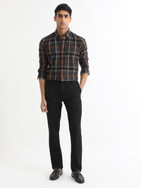 RARE RABBIT Men Keller Checked Slim Fit Spread Collar Cotton Shirt