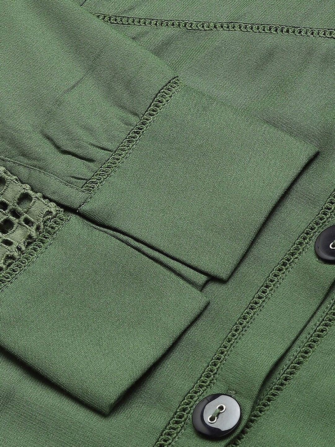 W Green A-Line Midi Dress