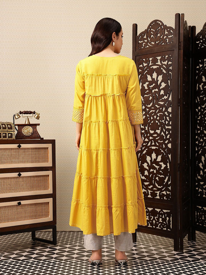 House of Pataudi Mirror Work Tiering Jashn Kurta