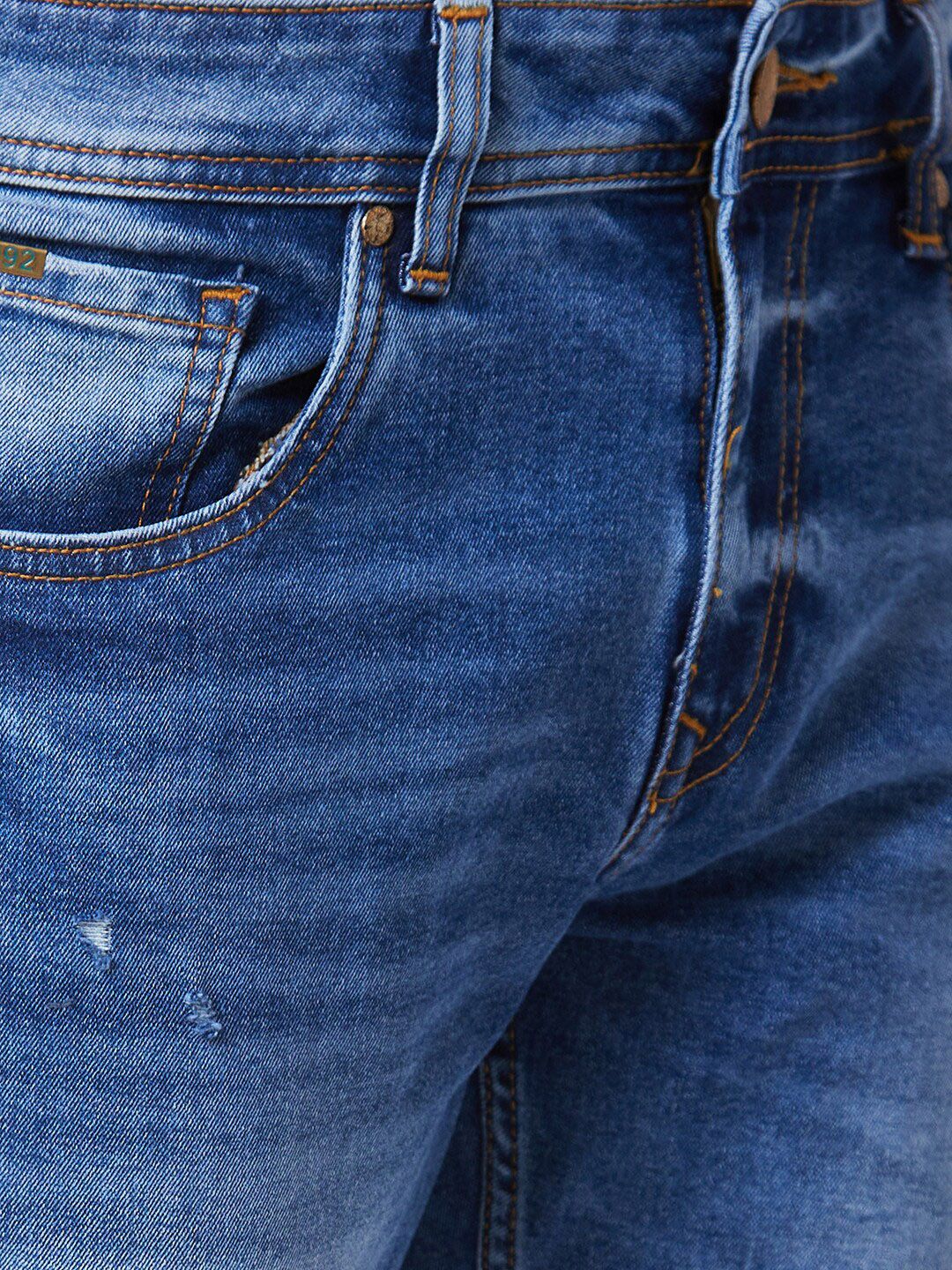 SPYKAR Men Slim Fit Low-Rise Mildly Distressed Heavy Fade Jeans