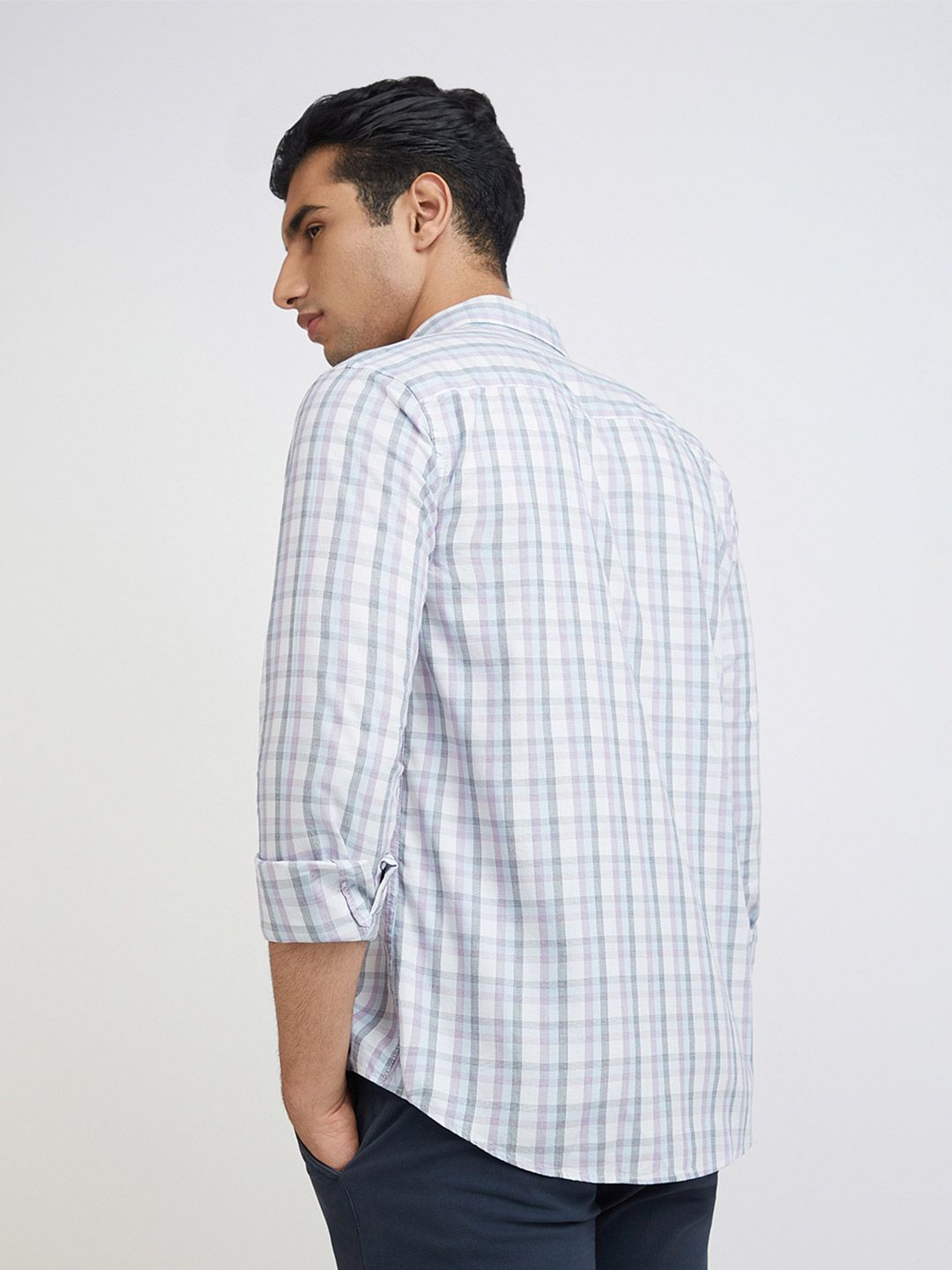 Park Avenue Men Pure Cotton Slim Fit Checked Casual Shirt