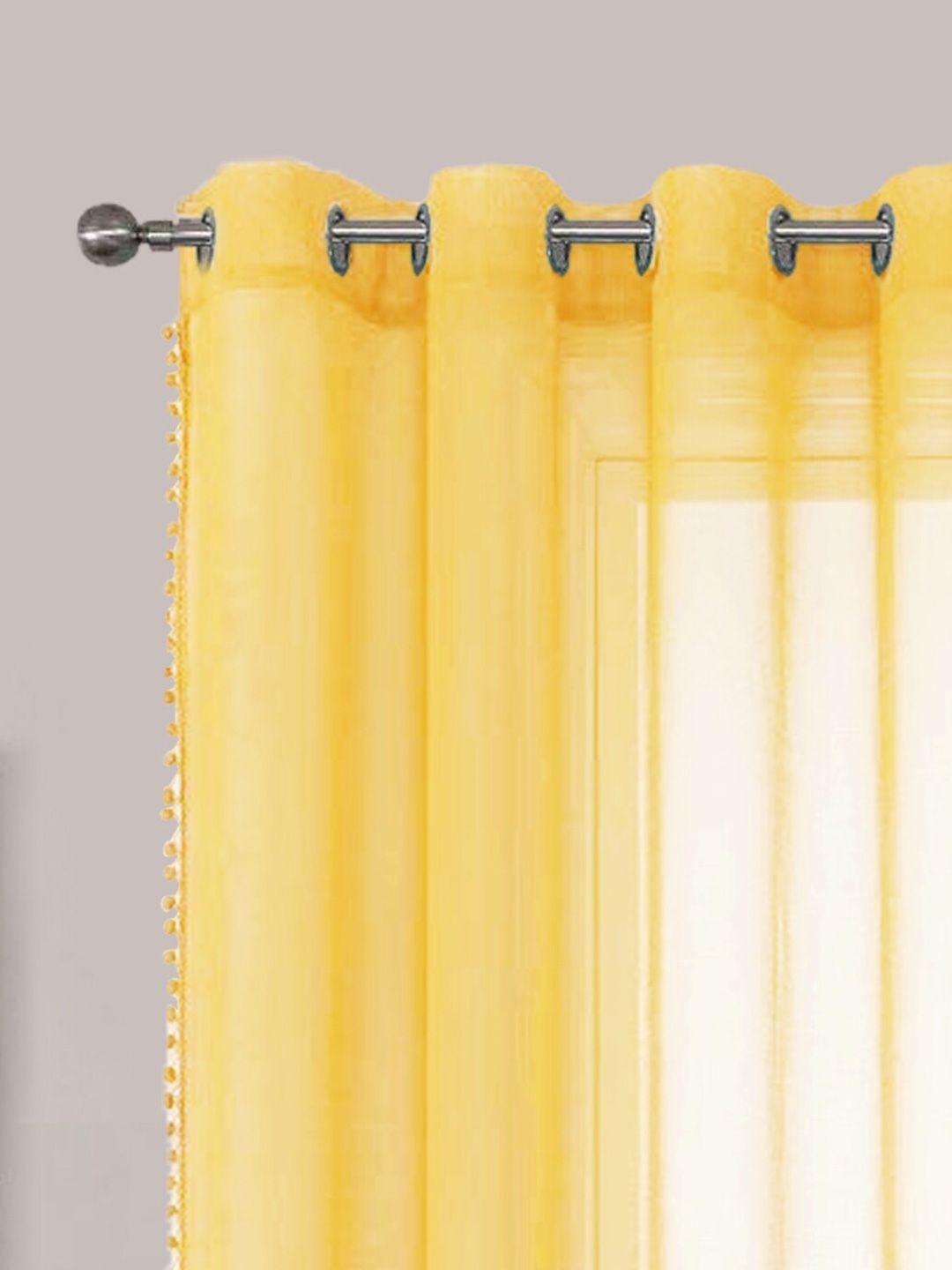 URBAN SPACE Yellow 2-Piece Sheer Window Curtains