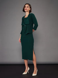 SASSAFRAS worklyf Shoulder Straps Sheath Midi Dress With Shrug