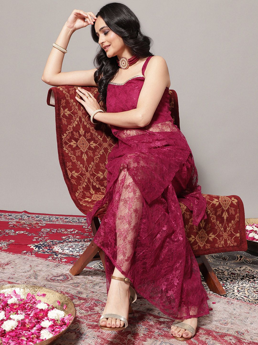 Varanga Women Magenta Kurta with Sharara