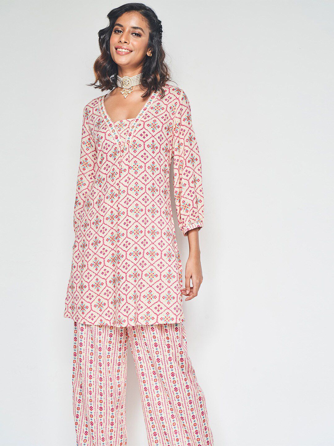 Global Desi Ethnic Printed Kurta with Palazzos