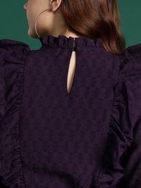 DressBerry Self-Design Ruffled Blouson Top