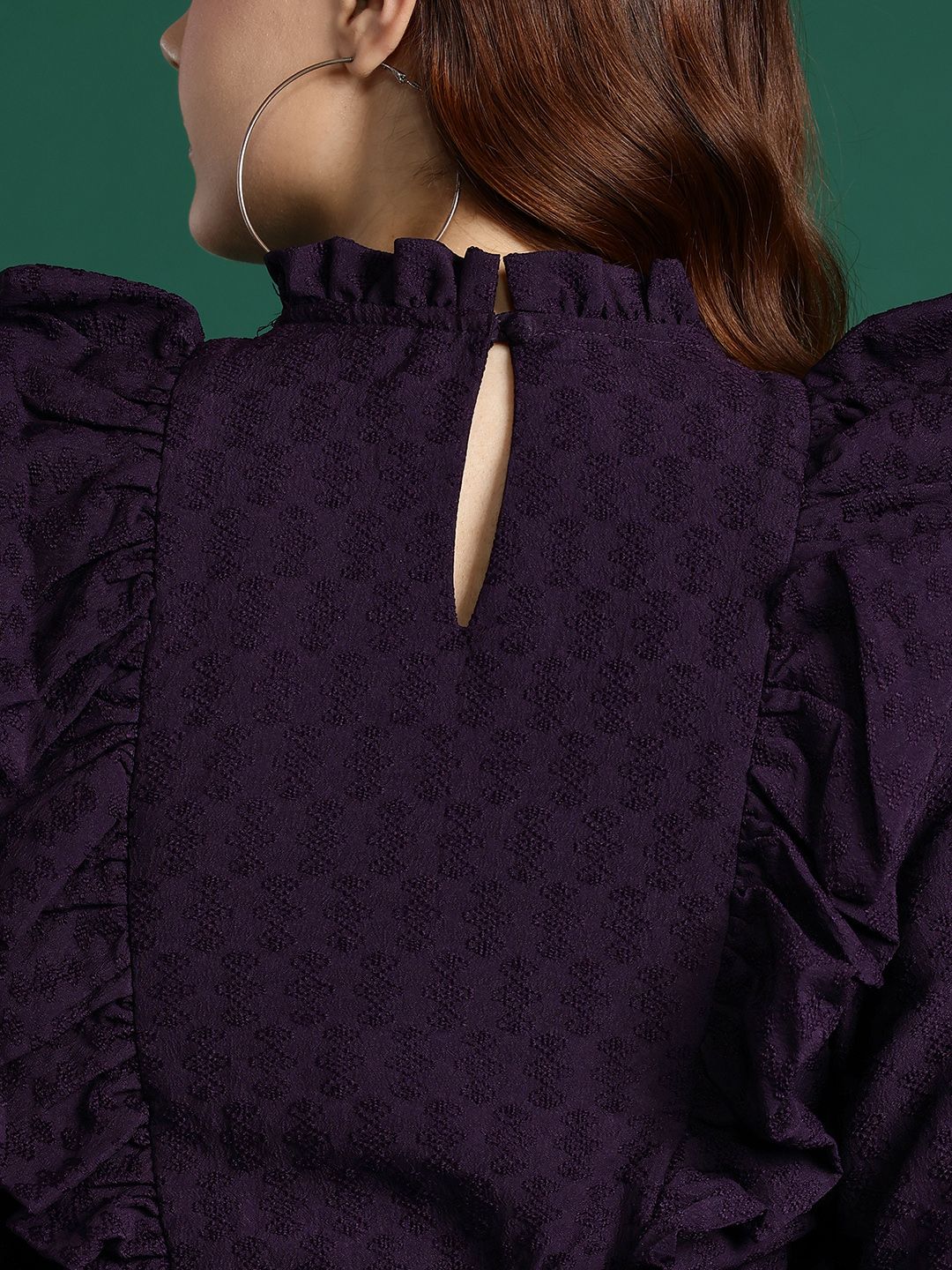 DressBerry Self-Design Ruffled Blouson Top