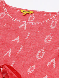 Global Desi Women Red Self-Design A-Line Dress