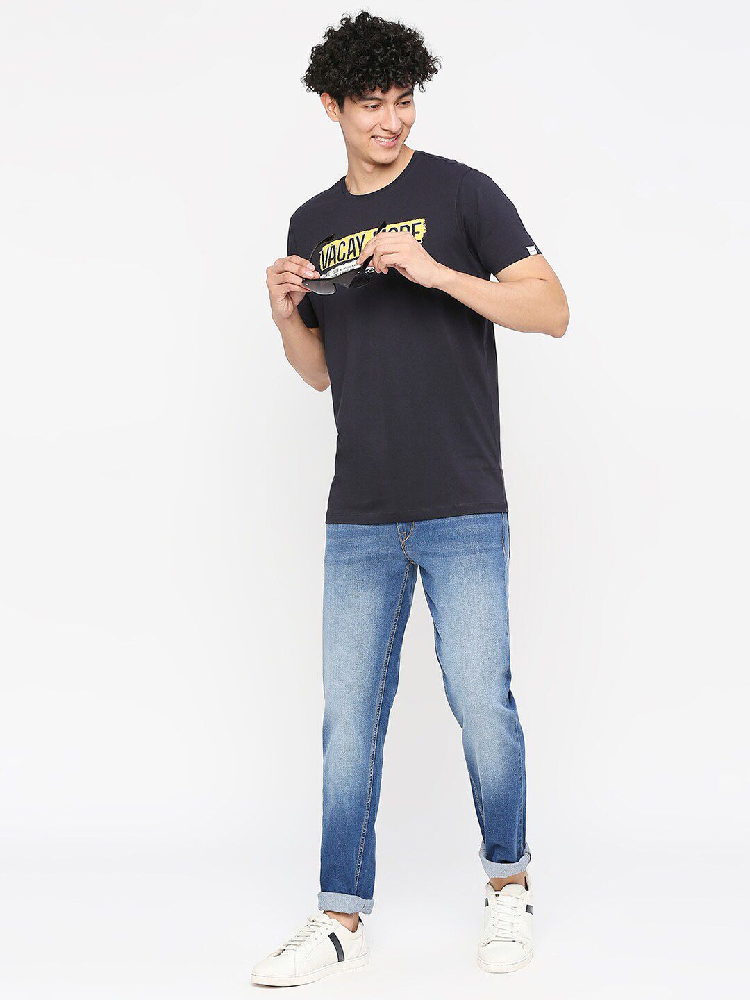 SPYKAR Typography Printed Cotton Slim Fit T-shirt