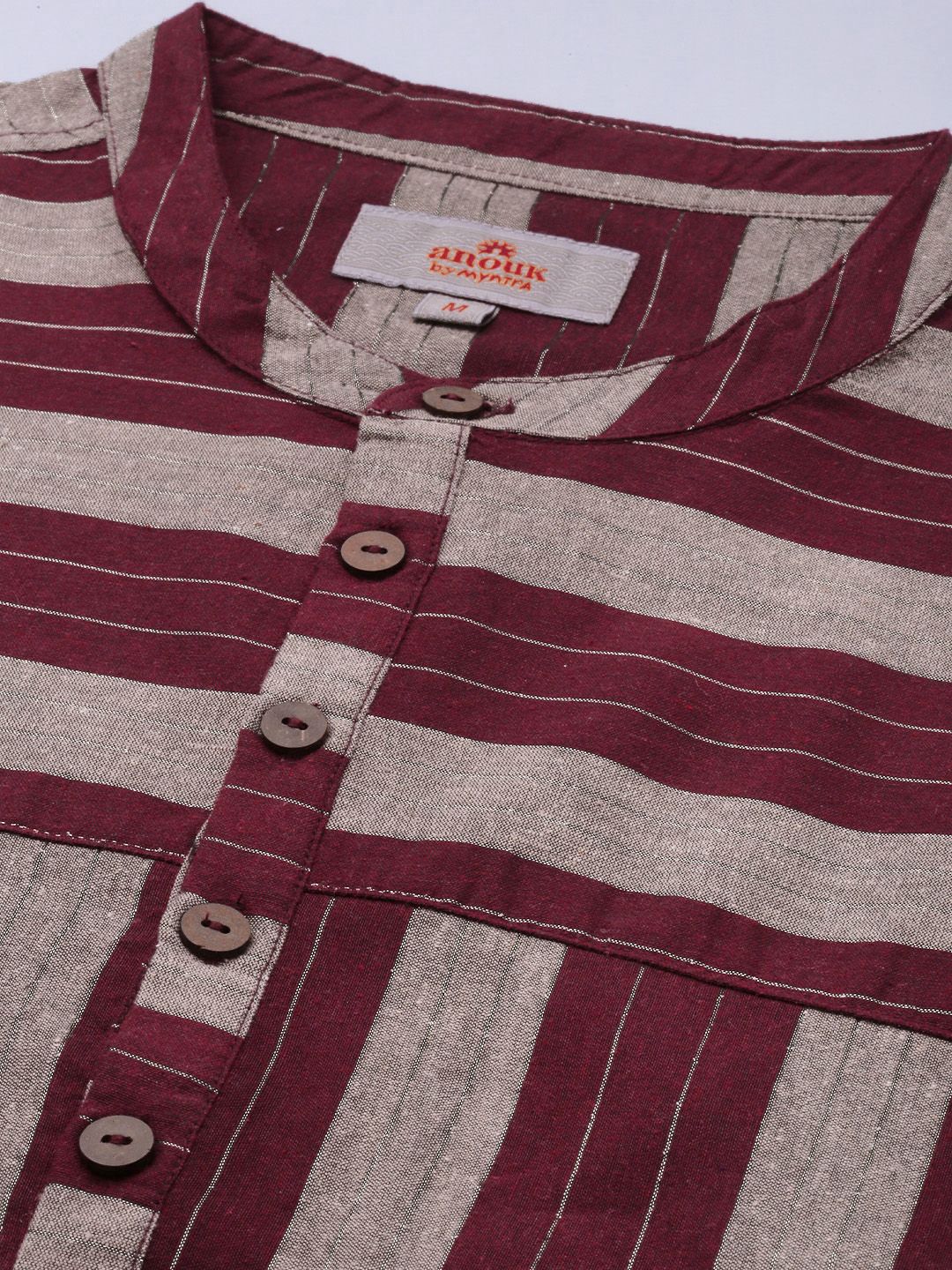 Anouk Striped Straight Regular Kurta with Dhoti Pants