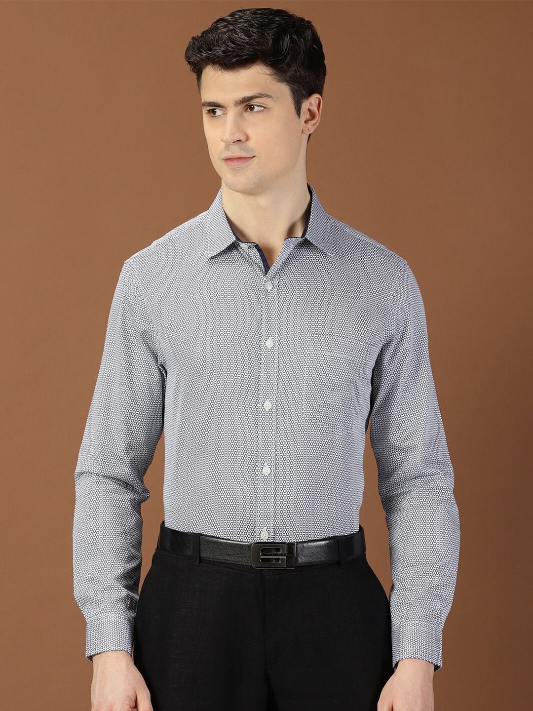 Thomas Scott Classic Slim Fit Micro Ditsy Printed Cotton Formal Shirt