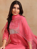 KALINI Ethnic Motifs Embroidered Sequinned Straight Kurta With Trouser & Dupatta