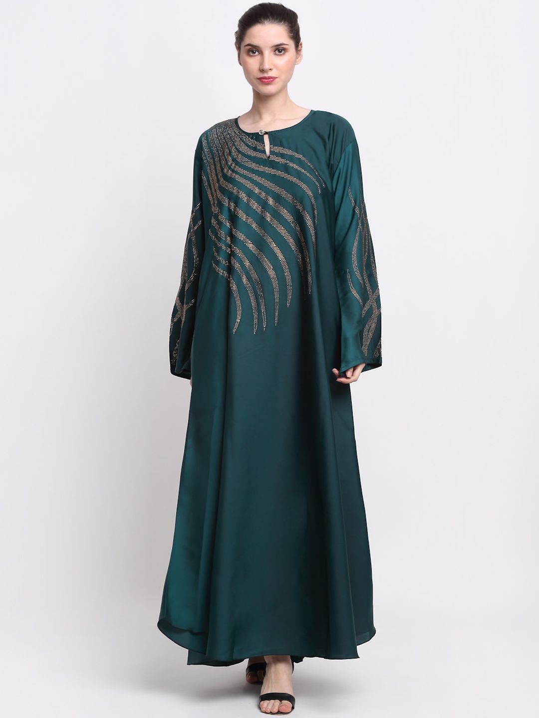 KLOTTHE Women Green Embellished Burqas With Scarves