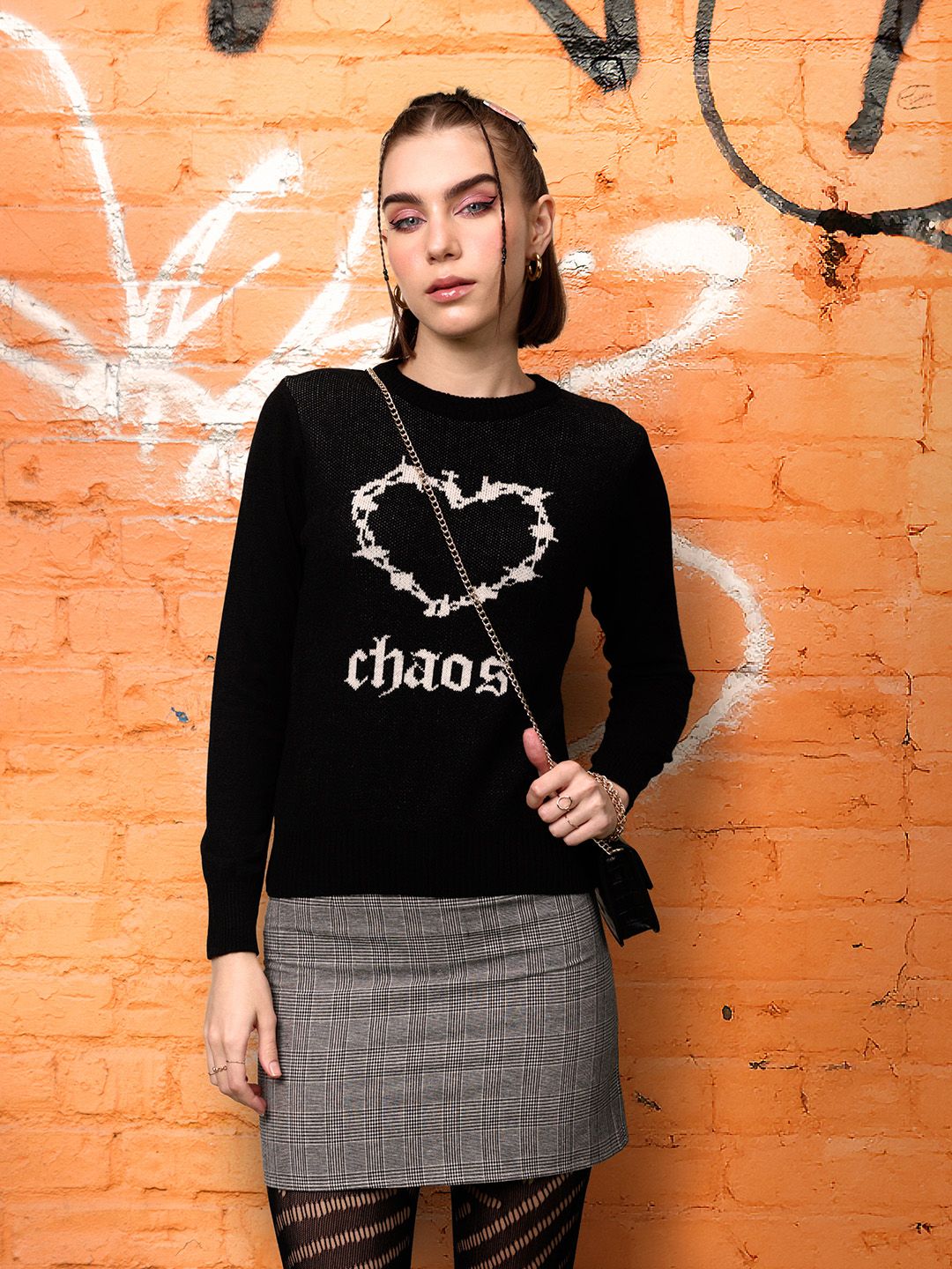 DressBerry Conversational Design Acrylic Pullover