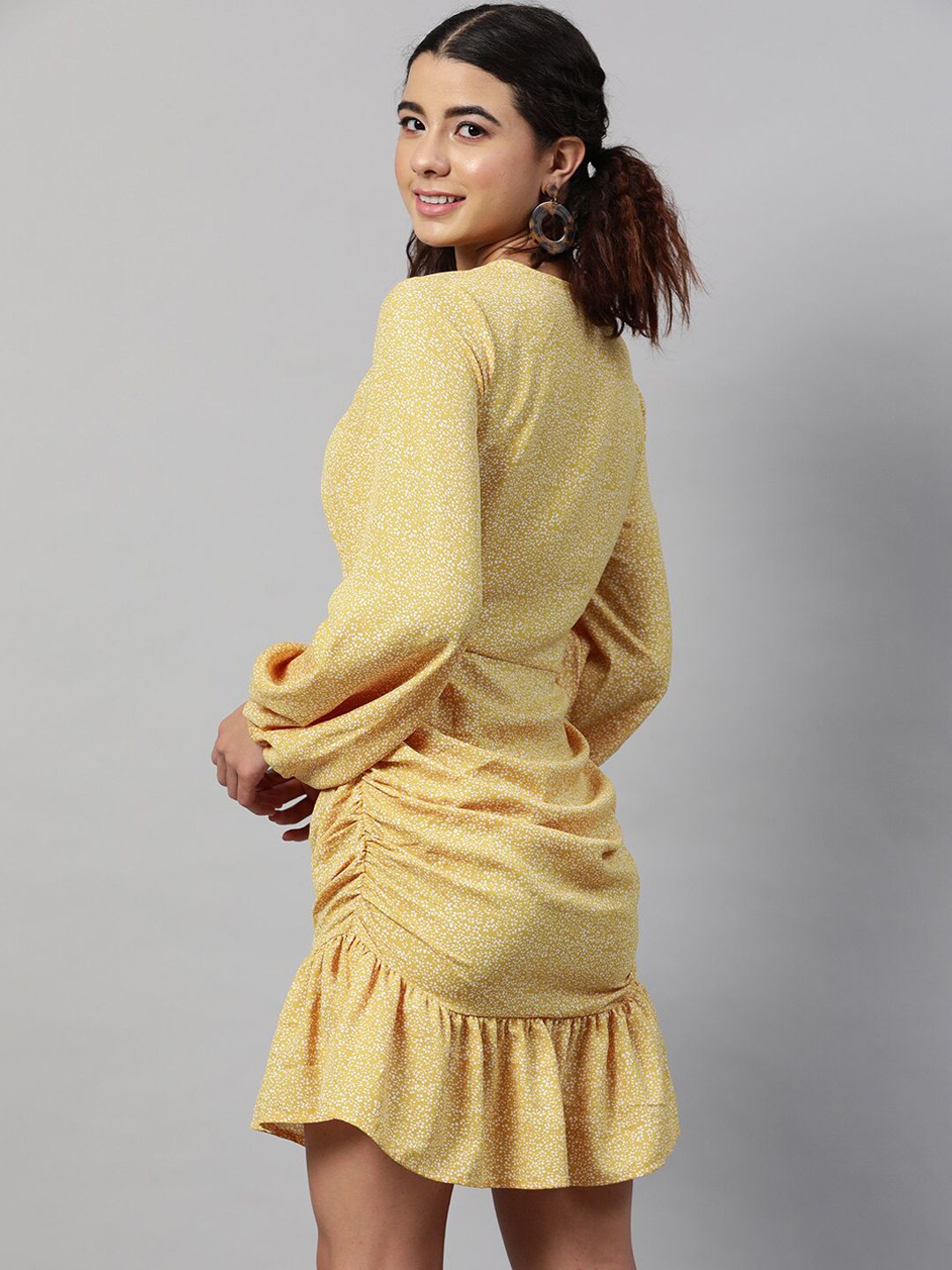 STREET 9 Woman Yellow Georgette Drop-Waist Dress