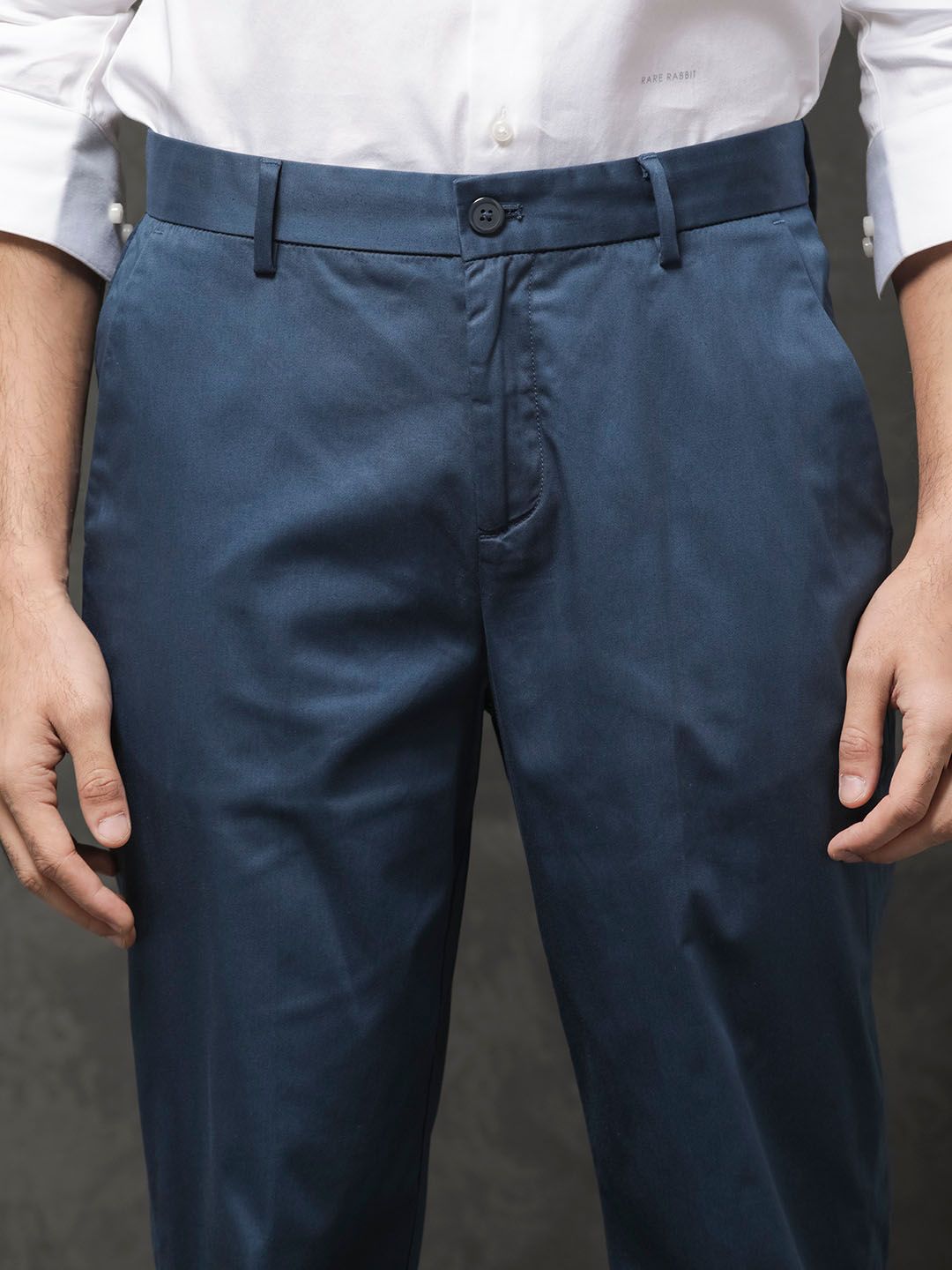 RARE RABBIT Men Comotel Mid-Rise Cotton Regular Fit Trouser