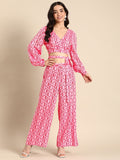Anouk Printed Wrap Top with Palazzos