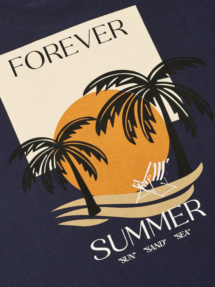 Thomas Scott Round Neck Drop-Shoulder Sleeves Bio Finish Cotton Oversized T-shirt