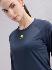 HRX by Hrithik Roshan Striped Raglan Sleeves Rapid-Dry Training T-shirt