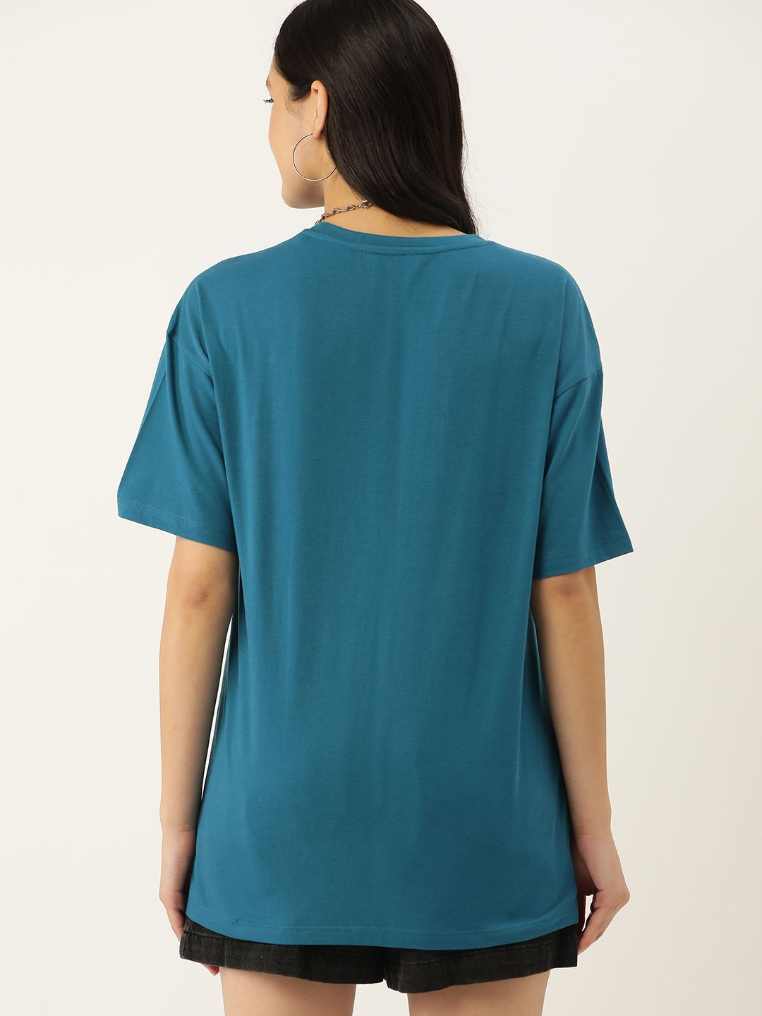 DressBerry Printed Pure Cotton Oversized Longline T-shirt