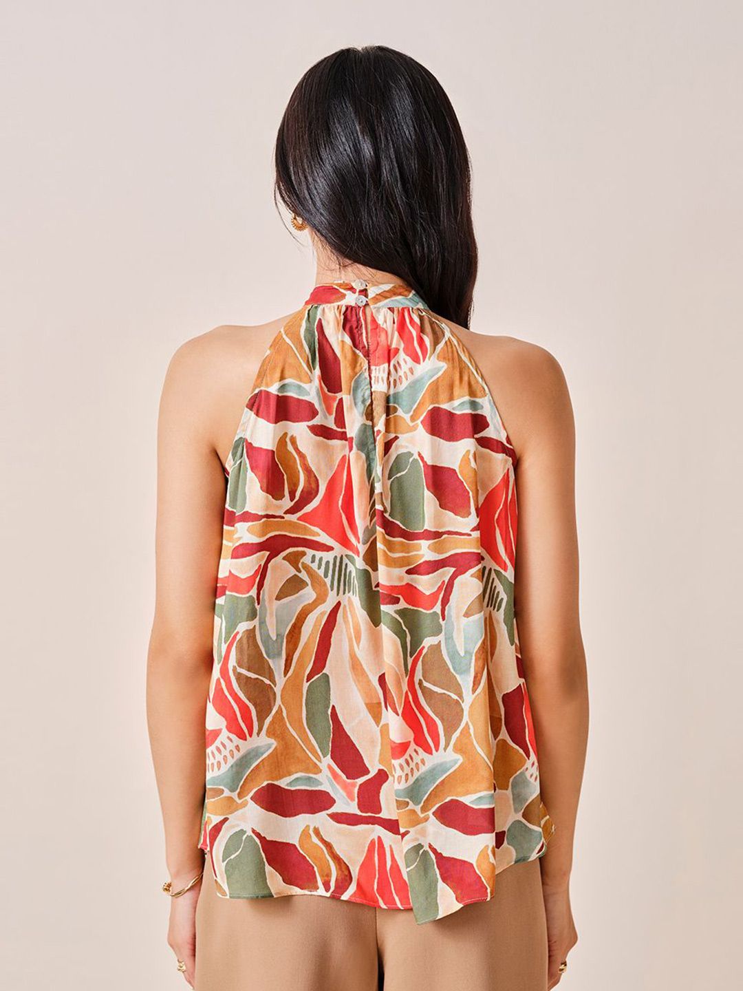 AND halter neck Printed a-line Top