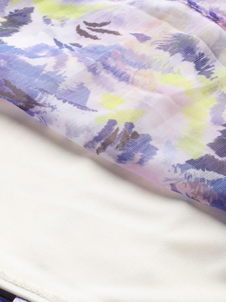 all about you Abstract Printed Puff Sleeve Fit & Flare Dress